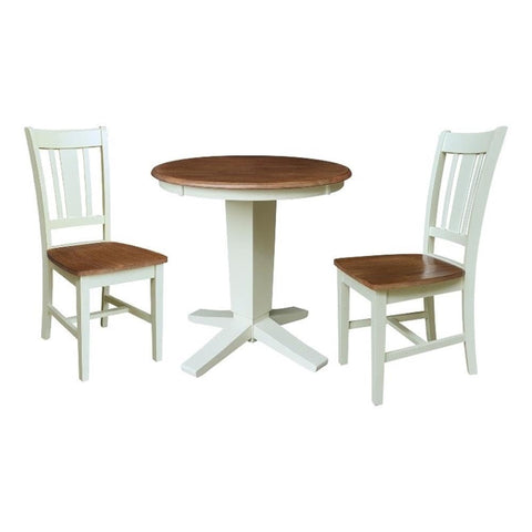 IC INTERNATIONAL CONCEPTS 30" Solid Wood Round Top Dining Table with 2 Chairs Multi Color