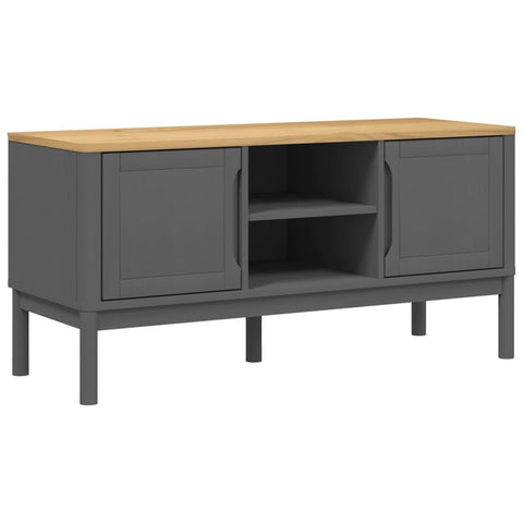 vidaXL Stylish Gray Solid Pine TV Cabinet with Ample Storage Modern Design Durable Build 44.9X16.9X21.7 in for Living Room Entertainment Stand Bench Center Wood Unit Lounge Furniture Media