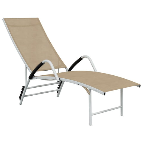 vidaXL Adjustable Sun Lounger - Cream Textilene and Aluminum Patio Garden Sunbed - Perfect for Pool Deck, Outdoor Spaces