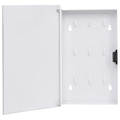 vidaXL Key Cabinet, Key Box with Magnetic Board, Wall Mount Key Box, Key Box Holder for Office Hotel House School Realtors, White Tempered Glass