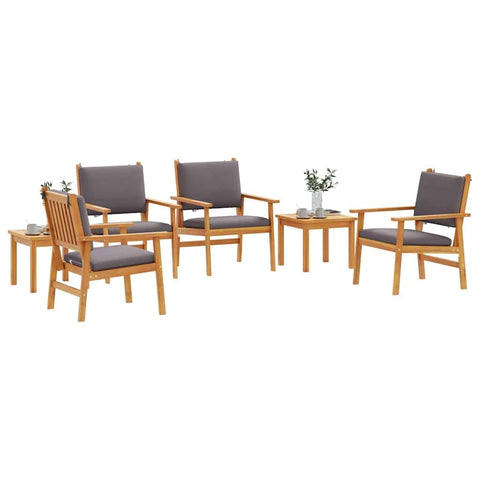 vidaXL Garden Sofa Set 6 pcs Brown Solid Acacia Wood, Outdoor Style for Your Garden, Modern Rectangular Sofa, Tough Patio Set, Chill on the Balcony, Weatherproof Seating