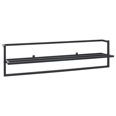 vidaXL Towel Rack, Towel Rack for Bathroom and Lavatory, Wall Mount Tower Holder Towel Hanger with Shelf, Industrial Style, Black Iron