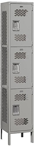 Salsbury Industries 83165GY-U Triple Tier 15-Inch Wide 6-Feet High 15-Inch Deep Unassembled Extra Wide Vented Metal Locker, Gray