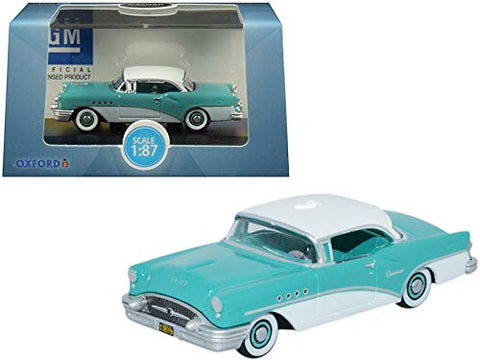 1955 Century Turquoise and Polo White 1/87 (HO) Scale Diecast Model Car by Oxford Diecast 87BC55001