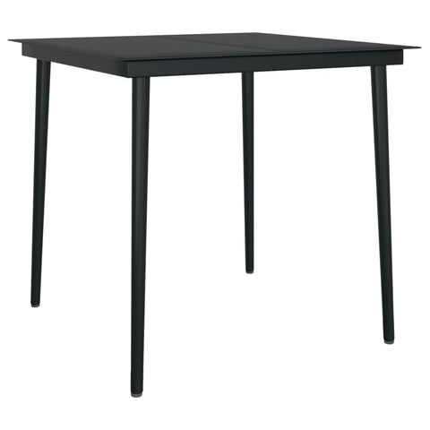 vidaXL Steel and Glass Patio Dining Table - Black Square Outdoor Dinner Table for Garden, Balcony and Patio