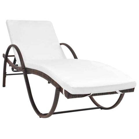 vidaXL Outdoor Bench Brown, Cream White PE Rattan, Powder-Coated Steel