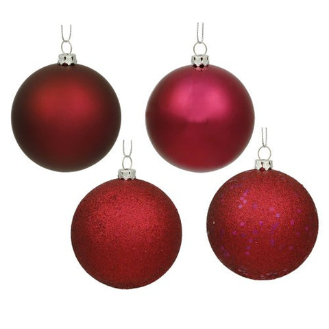 Vickerman 6" Wine 4-Finish Ball Ornament Assortment, 4 per Box