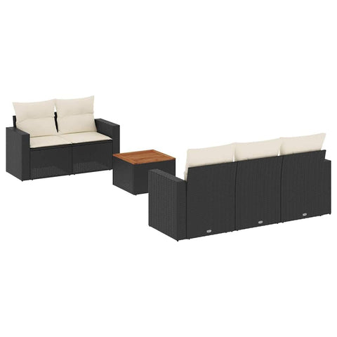 vidaXL Patio Sofa Set with Cushions 6 Piece, Outdoor Conversation Set with Storage, Patio Furniture Set, Modern Style, Black Poly Rattan