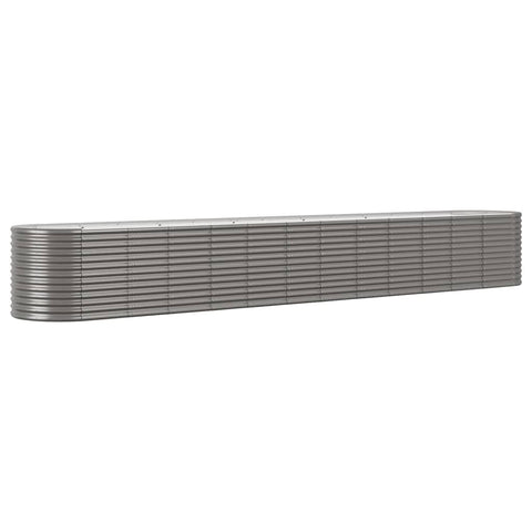 vidaXL Powder-Coated Steel Gray Patio Raised Bed, Large and Durable Planter Pot with Ample Space for Plants, Ideal for Gardens, Balconies, and Patios, Oval Shape, Assembly Required.