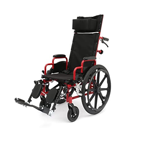 Circle Specialty Ziggo Pro 14" Reclining Manual Wheelchair for Kids, Young Adults. Foldable Design Makes it Easy to Carry and Store. Eye-catching Colored Steel Frame with Straps & Desk Length Armrest