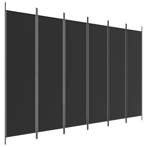 vidaXL Modern Room Divider with 6 Panels, 118.1"x78.7", Easy Assembly, Polyester Fabric and Iron Material, Foldable, Multi-Purpose - Black