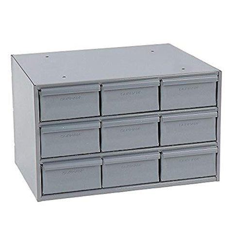 Durham 004-95 Gray Cold Rolled Steel Vertical Storage Cabinet, 17-1/4" Width x 10-7/8" Height x 11-5/8" Depth, 9 Drawer
