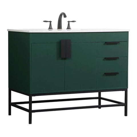 Elegant Decor Indoor Modern Under Sink Bathroom Fixtures Storage Organizer Cabinet 60 inch Single Bathroom Vanity - Green