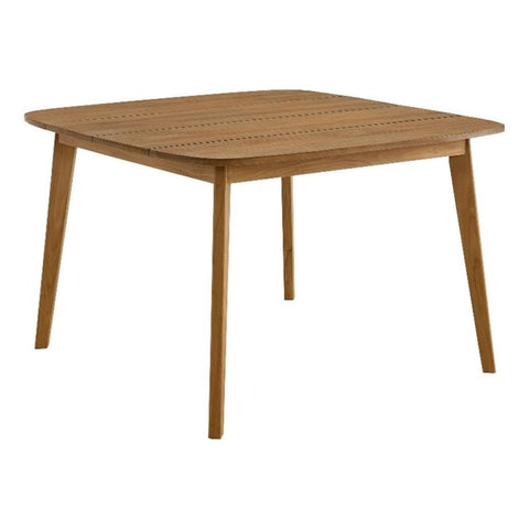 Modway Vienna Outdoor Patio Teak Wood 46 Inch Square Dining Table in Natural – Weather-Resistant Breakfast Table with Rounded Corners – Bistro Table for 4 People – Small Outdoor Dining Table