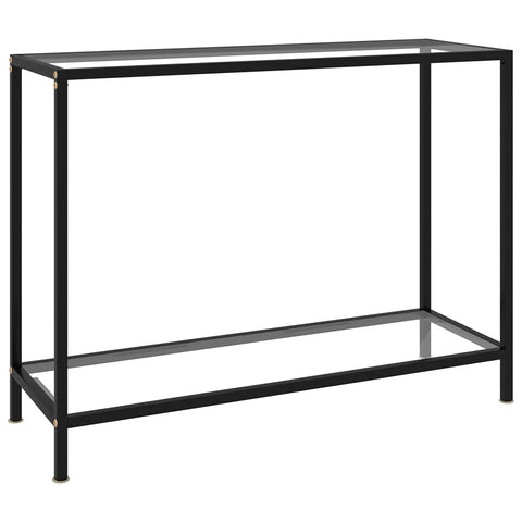 vidaXL Console Table Clear and Black Tough Glass Medium Simple