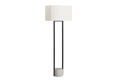 Monarch Specialties I 9752 Lighting, 62" H, Floor Lamp, Black Metal, Ivory/Cream Shade, Contemporary