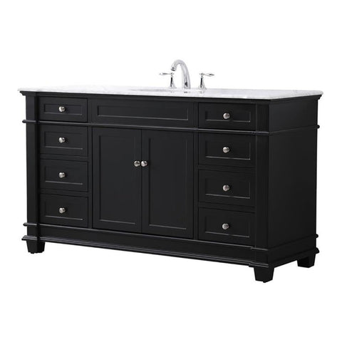 Elegant Decor Wesley 60" Solid Wood Steel Single Bathroom Vanity Set in Black