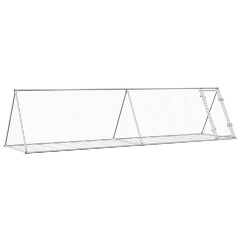 vidaXL Rabbit Hutch Outdoor Animal House - Galvanized Steel Enclosure for Rabbits, Chickens, Ducks - Silver, 157.5"x41.3"x35.8"