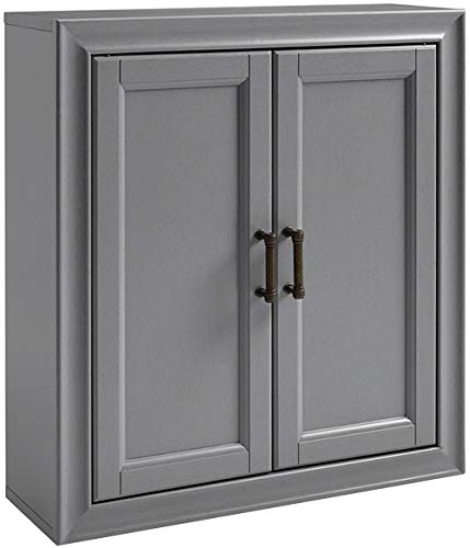 Crosley Furniture Tara Wall Mounted Bathroom Storage Medicine Cabinet with Shelves, Vintage Gray