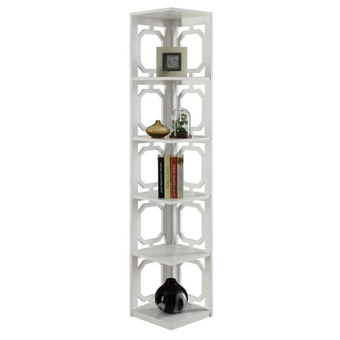 Convenience Concepts Omega 5 Tier Corner Bookcase, White