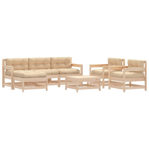 vidaXL Garden Lounge Set with Beige Cushions - 7-Piece, Solid Pinewood, Modular Versatile Design, Perfect for Outdoors (Garden/Patio/Terrace), Assembly Required