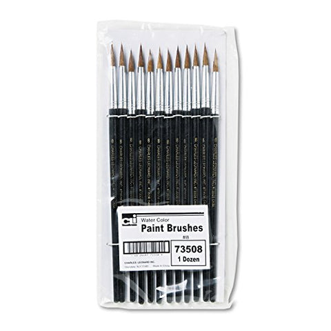 Charles Leonard 73508 Artist Brush, Size 8, Camel Hair, Round, 12/Pack