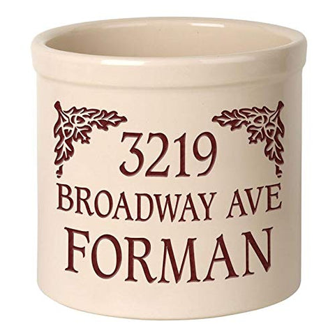 Whitehall 2454RD Personalized Oak Leaf 2 Gallon Stoneware Crock with Ceramic Material in Red 9.75 x 9.75 x 9