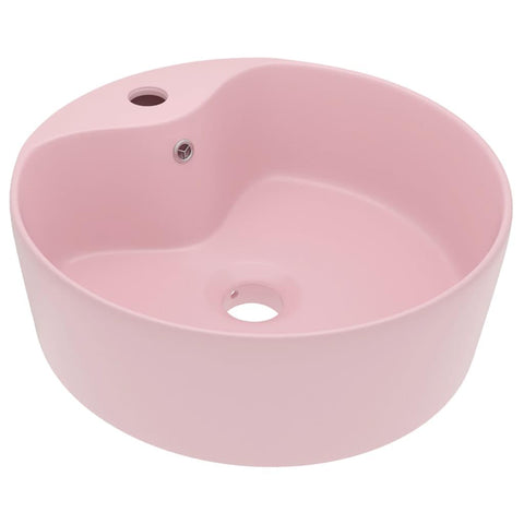 vidaXL - Hardware>Plumbing>Plumbing Fixture Hardware & Parts>Plumbing Fixtures>Sinks>Bathroom Basins - All Products (Above 0 Value) - Luxury Wash Basin with Overflow Matt Pink 36x13 cm Ceramic