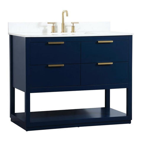 Elegant Decor Larkin 42" MDF Single Bathroom Vanity with Backsplash in Blue