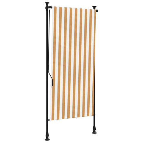 vidaXL Outdoor Roller Blind, Privacy Screen, Roller Shade for Balcony Terrace Garden Yard, Patio Shade, Orange and White Fabric&Steel