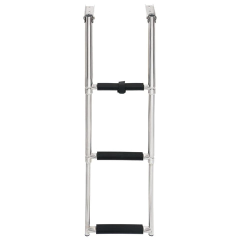 vidaXL 3-Step Telescopic Boarding Ladder, Stainless Steel 304, Anti-Slip Steps, Folding Design, High Load Capacity of 440.9 lbs, Excellent for Swimming Pools, Boats and Mounting Platforms