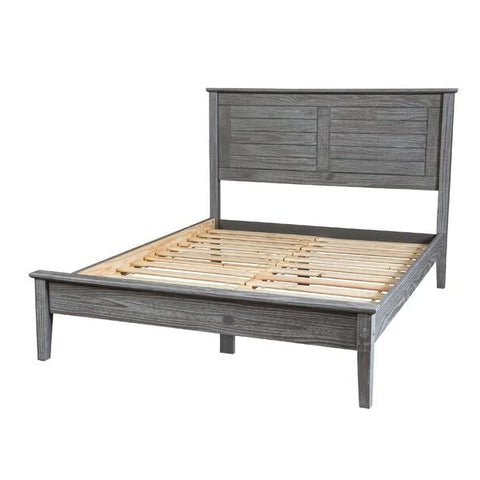 Fast Furnishings Contemporary Grey Solid Pine Platform Bed in Queen Size