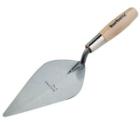Bon 72-292 Brick Trowel - Carbon Steel Narrow London 13-inch Wood Handle - For Brick, Block and Stone Masonry Construction