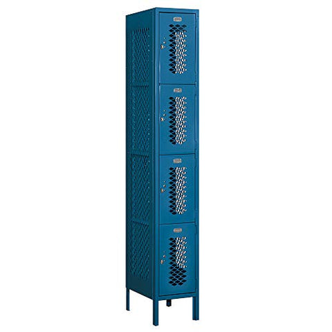 Salsbury Industries 74168BL-A 12" Four Tier Vented, 1 Wide x 6 Feet High x 18 Inches Deep, Assembled Metal Locker, Blue