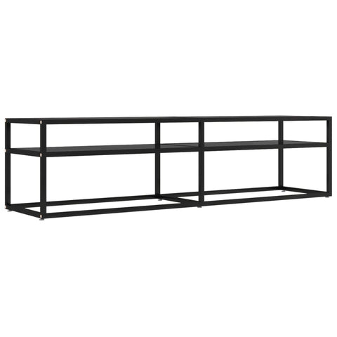 vidaXL Modern TV Stand in Black with Streamlined Design: Tempered Glass and Powder-Coated Steel Frame, 63"x15.7"x15.9"