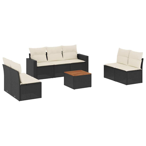 vidaXL Patio Sofa Set with Cushions 8 Piece, Outdoor Conversation Set with Storage, Patio Furniture Set, Modern Style, Black Poly Rattan