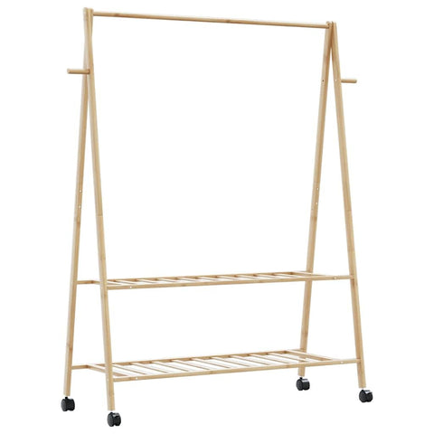 vidaXL Clothes Rack Varnished Bamboo Bamboo Floor Standing Foldable