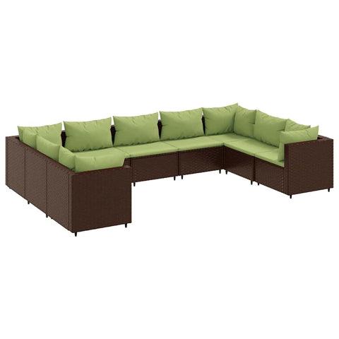 vidaXL 7 Piece Patio Lounge Set with Cushions - Brown Poly Rattan Garden Furniture - Modular Design - Powder-Coated Steel Frame