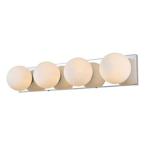 Living District Jaylin 4-Light Iron & Glass Bath Sconce in Chrome/Frosted White