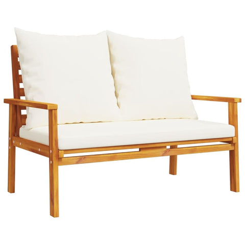 vidaXL Patio Sofa Bench/Cushion - Solid Acacia Wood Outdoor Lounger - Comfort with Armrest & Cream Cushion - 47.2"x26.8"x31.9" for Garden/Patio/Terrace