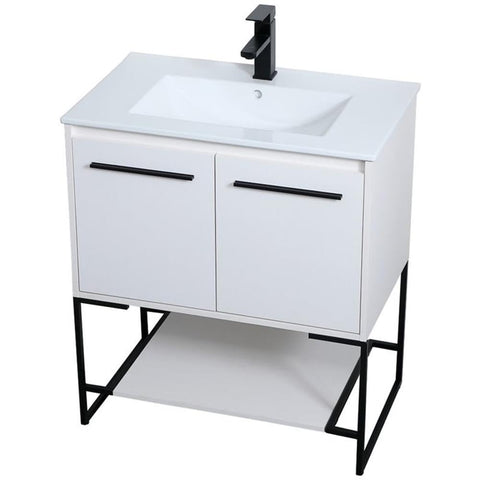 Elegant Decor Gerard 30" Single Porcelain Top Bathroom Vanity in White