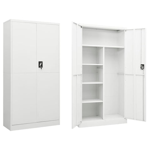 vidaXL Steel Locker Cabinet - Spacious Industrial Design, 4-Shelf Storage Organizer, Suitable for Office, Home, Gym - White
