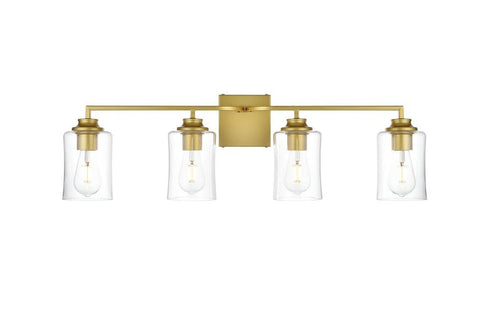 Living District Ronnie 4-Light Iron & Glass Bath Sconce in Brass/Clear