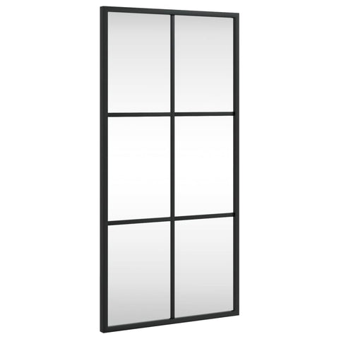 vidaXL Wall Mirror with Black Iron Frame - Versatile Rectangle Shape - Space-Efficient Wall-Mounted Design - Clear Reflection 11.8"x23.6" Suitable for Any Room