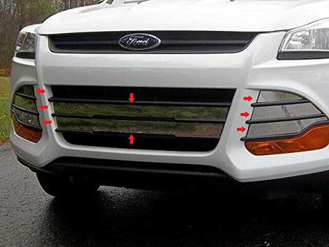 QAA is Compatible with 2013-2016 Ford Escape 8 Piece Stainless Front Grille Accent Trim, Overlay Package, Full Set with Adhesive Promoter SG53360