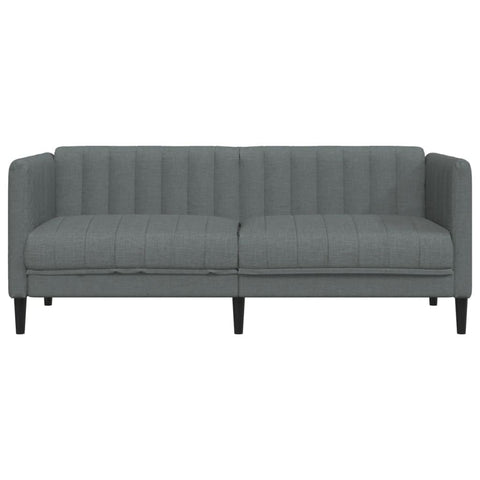 vidaXL Sofa Dark Grey Polyester Fabric, Plywood, Solid Wood, Foam 2-Seater