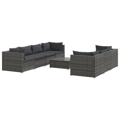 vidaXL 5 Piece Patio Lounge Set with Cushions, Poly Rattan Design, Gray â€“ Outdoor Sofa Set with Powder-Coated Steel Frame and Durable PE Rattan, Includes Coffee Table and Relaxing Corner Sofas