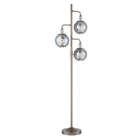 Lite Source 3-LITE Floor LAMP, G/Smoke Glass SHD, E27 Vintage T30 40Wx3 LS-83545G/SMOKE