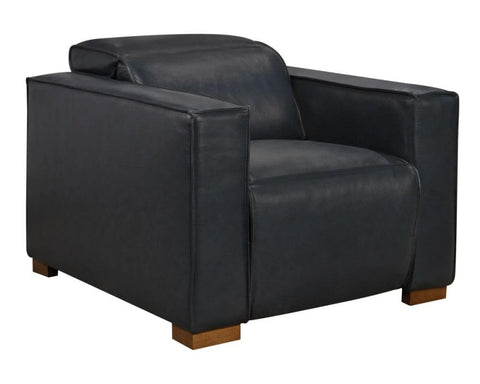 Moti Riseholme Reclining Lounge Chair in Contemporary Blue Authentic Full-Leather