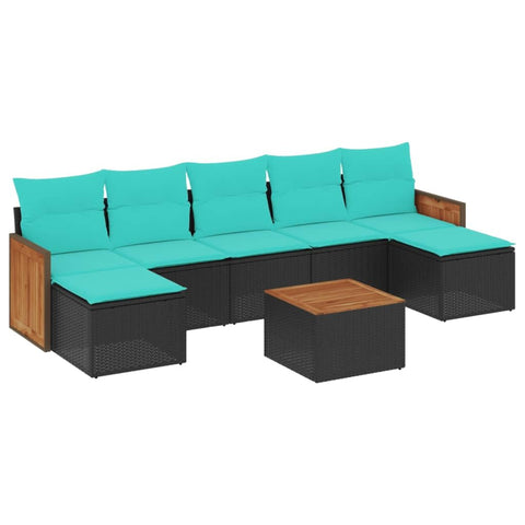 vidaXL Patio Sofa Set with Cushions 8 Piece, Outdoor Conversation Set with Storage, Patio Furniture Set, Modern Style, Black Poly Rattan
